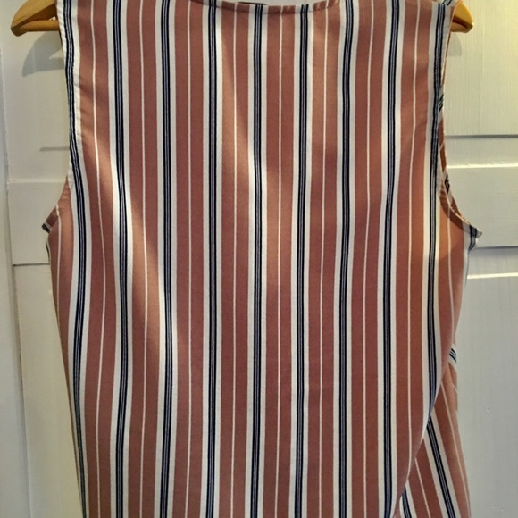 🦚Satin Blouse Light Pink, White and Blue M - Picture 4 of 5